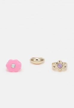 Monki BEVERLY RINGS 3 PACK - Ring - Gold-coloured/pink | Damen