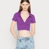 Monki T-Shirt Basic - Lilac Purple Bright | Damen