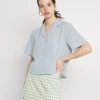 Monki Damen Bluse - Blue Dusty Light
