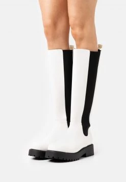 Monki Damen Plateaustiefel - White