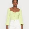 Monki Damen Langarmshirt - Green Light Solid