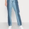 Monki Damen Jeans Straight Leg - Blue Medium Dusty