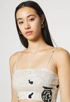 Monki Damen Top - Beige/black/white -Monki Verkäufe 2022 940079a38b9d4675a8e80259a3a2ddd4