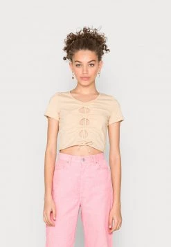 Monki T-Shirt Print - Beige Dusty Light Seas | Damen