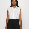 Monki Damen Hemdbluse - White Solid