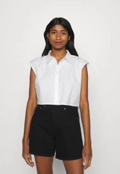 Monki Damen Hemdbluse - White Solid