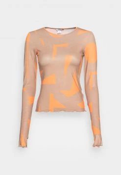 Monki Damen Langarmshirt - Orange Letters -Monki Verkäufe 2022 99fecc6b06a94de281fabb1eb09f5d23