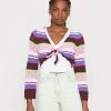Monki Damen Strickjacke - Colorful Stripe
