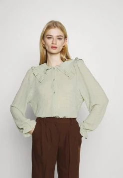 Monki Damen Hemdbluse - Green Dusty Light