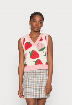 Monki Damen Strickpullover - Strawberries