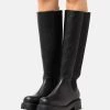 Monki Damen Plateaustiefel - Black Dark