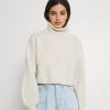 Monki Damen Strickpullover - Oat Melange