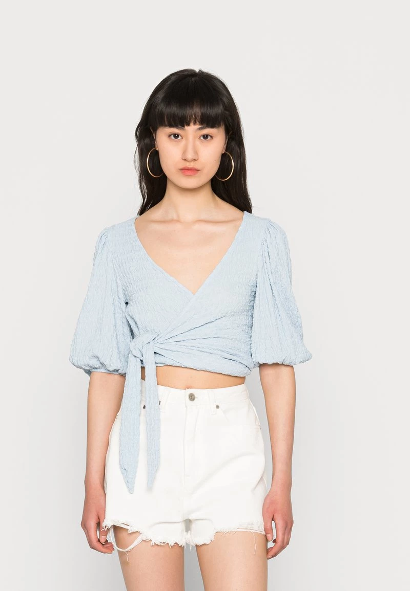 Monki Damen Bluse - Blue Dusty Light 1 Monki Damen Bluse - Blue Dusty Light