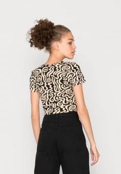 Monki Damen T-Shirt Print - Beige Dusty Light/black -Monki Verkäufe 2022 ac600e2b440e4a398b03f26116d3c3ec