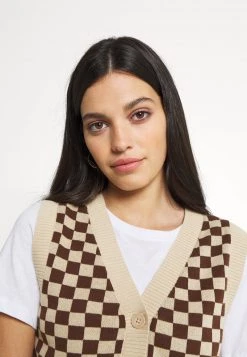 Monki Damen Weste - Brown And Beige -Monki Verkäufe 2022 aca30c29ce6b481e87f2b2f57aed80a0