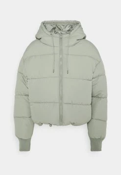 Monki Damen Winterjacke - Khaki Green Dusty Light