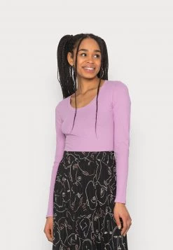 Monki Damen Langarmshirt - Lilac Purple Medium Dusty