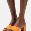 Monki Damen Pantolette Hoch - Orange Bright