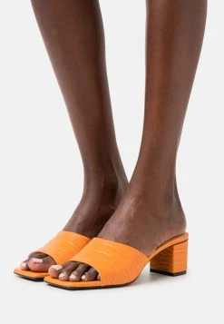 Monki Damen Pantolette Hoch - Orange Bright