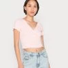 Monki Damen T-Shirt Basic - Light Pink