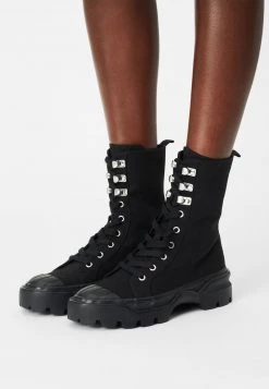 Monki Damen Schnürstiefelette - Black Dark