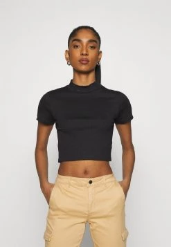 Monki Damen T-Shirt Basic - Black