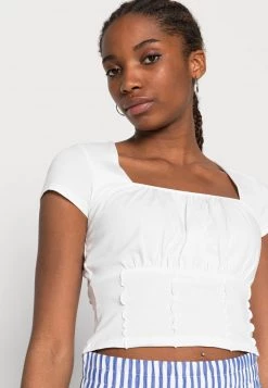 Monki T-Shirt Basic - White | Damen -Monki Verkäufe 2022 bedfca1aec3144f690db40b4a8a2f224