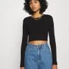 Monki Damen Langarmshirt - Black Dark