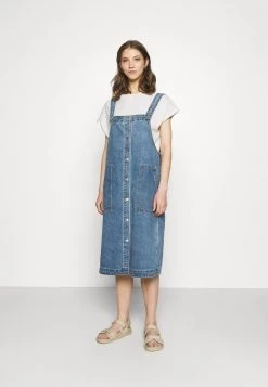 Monki Damen Jeanskleid - Blue Medium Dusty