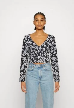 Monki Damen Langarmshirt - Black Dark