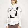 Monki Damen Strickpullover - White With Black Print
