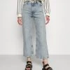 Monki Damen Jeans Straight Leg - Blue Dusty Light