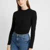 Monki Damen Langarmshirt - Black Dark