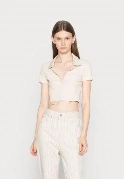 Monki Damen T-Shirt Basic - White Dusty Light
