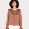 Monki Damen Bluse - Brown Medium Dusty