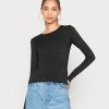 Monki Damen Langarmshirt - Black Dark