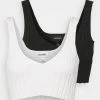 Monki Damen 2 PACK - Top - White Light/black