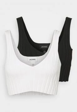 Monki Damen 2 PACK - Top - White Light/black