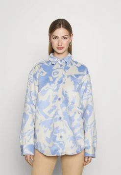 Monki Damen Hemdbluse - Blue/white