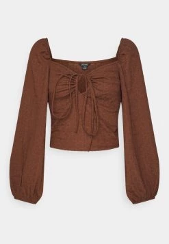 Monki Damen Langarmshirt - Brown Dark