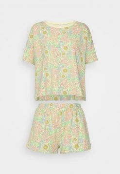 Monki Damen SET - Nachtwäsche Set - Yellow Retropastel