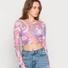 Monki Damen Langarmshirt - Pink Purple
