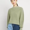 Monki Damen Strickpullover - Green Dusty Light