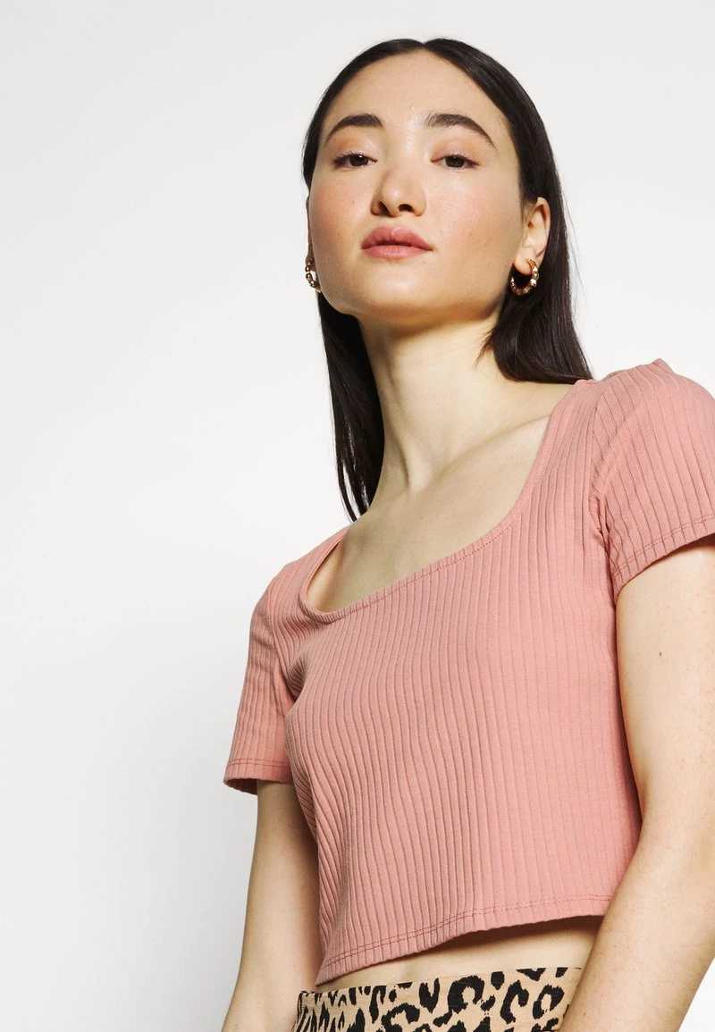 Monki T-Shirt Basic - Rust/pink | Damen 5 Monki T-Shirt Basic - Rust/pink | Damen – Bild 5