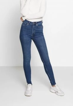 Monki Damen OKI NEW - Jeans Skinny Fit - Blue Medium Dusty