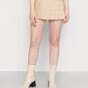 Monki Damen Faltenrock - Beige