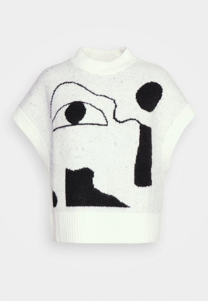 Monki Damen Strickpullover - White With Black Print 4 Monki Damen Strickpullover - White With Black Print – Bild 4