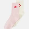 Monki LUCY SOCK 2 PACK - Socken - Offwhite/pink | Damen