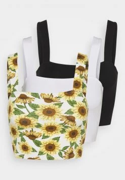 Monki Damen Top - Black Dark/sunflower/white -Monki Verkäufe 2022 ec016b4e00664413a2d00972429ceeb6