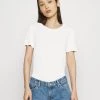 Monki Damen T-Shirt Basic - White